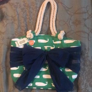 Mud Pie Preppy Beach Bag with removable sarong